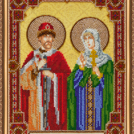 DIY Bead Embroidery Kit "Icon of St.Petr the Prince and St.Fevronia the Princess" 7.5"x9.8" / 19.0x25.0 cm