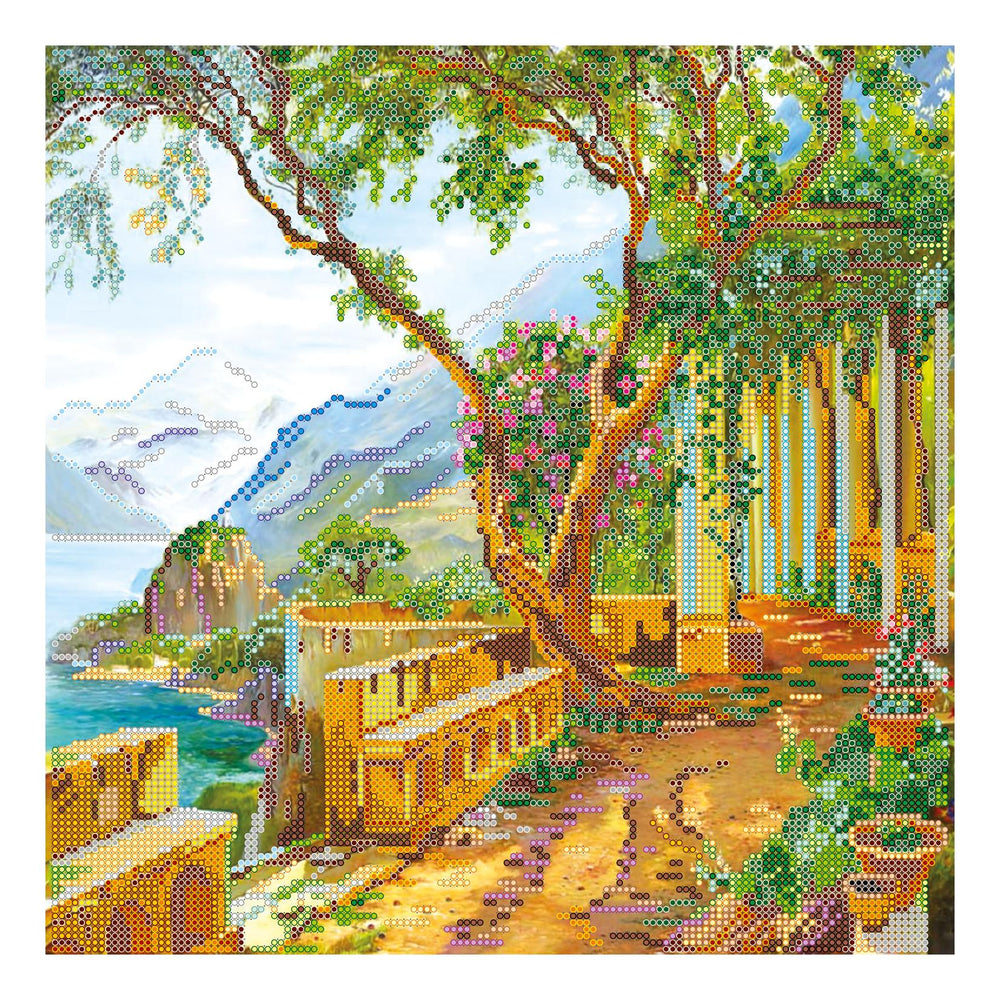 Canvas for bead embroidery "Mediterranean" 11.8"x11.8" / 30.0x30.0 cm
