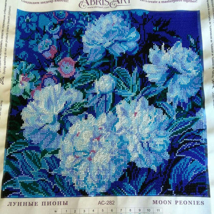 Canvas for bead embroidery "Moon peonies" 11.8"x11.8" / 30.0x30.0 cm