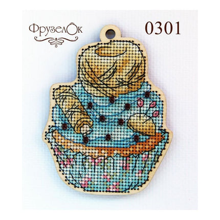 DIY Cross stitch kit on wood "Pearl" 4.2x3.2 in / 10.7x8.2 cm