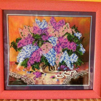 DIY Bead Embroidery Kit "Lilacs" 11.0"x9.4" / 28.0x24.0 cm