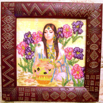 Canvas for bead embroidery "Spring Water" 7.9"x7.9" / 20.0x20.0 cm