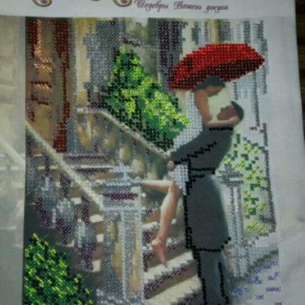 Canvas for bead embroidery "Date in the Rain" 7.9"x7.9" / 20.0x20.0 cm
