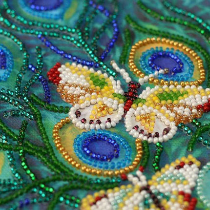 DIY Bead Embroidery Kit "Motley fan" 15.0"x10.2" / 38.0x26.0 cm