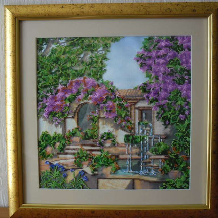 Canvas for bead embroidery "Patio Garden" 11.8"x11.8" / 30.0x30.0 cm