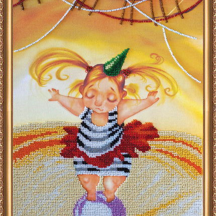DIY Bead Embroidery Kit "Girl on ball" 9.1"x16.5" / 23.0x42.0 cm