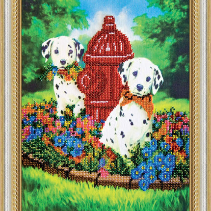 DIY Bead Embroidery Kit "Dalmatians" 9.8"x12.2" / 25.0x31.0 cm
