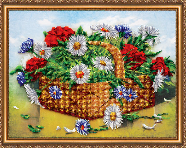 DIY Bead Embroidery Kit "Basket of summer" 16.1"x12.6" / 41.0x32.0 cm
