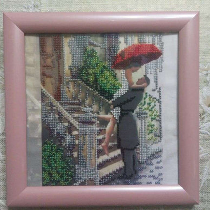 Canvas for bead embroidery "Date in the Rain" 7.9"x7.9" / 20.0x20.0 cm
