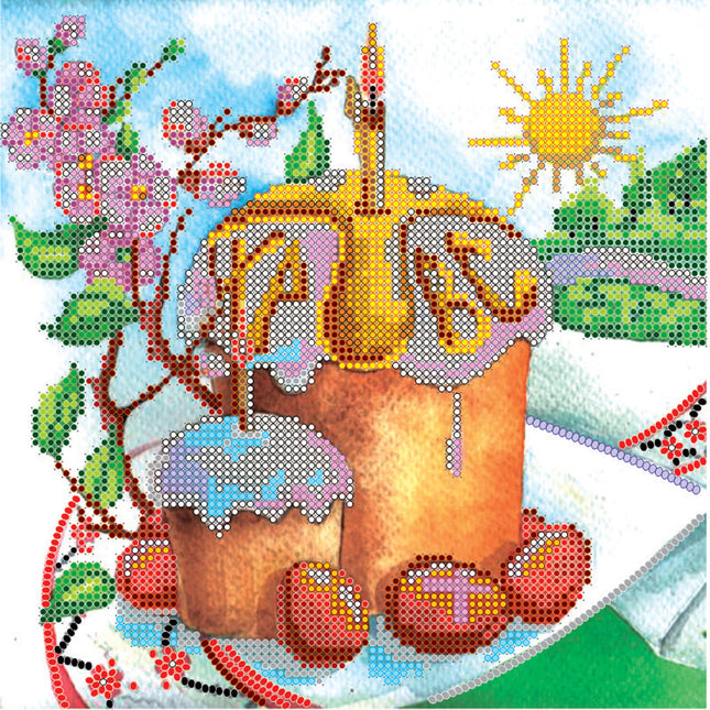 Canvas for bead embroidery "Easter Sunday" 7.9"x7.9" / 20.0x20.0 cm