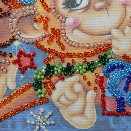 DIY Bead Embroidery Kit "Cheer monkeys"  5.9"x5.9" / 15.0x15.0 cm