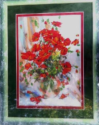 DIY Bead Embroidery Kit "Poppies" 10.0"x13.8" / 25.5x35.0 cm