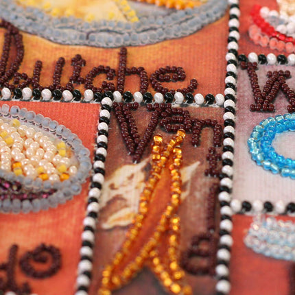 DIY Bead Embroidery Kit "Gourmet alphabet" 10.6"x13.4" / 27.0x34.0 cm