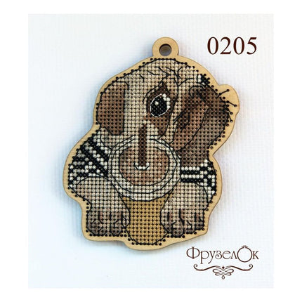 DIY Cross stitch kit on wood "Kuzma" 4.3x3.3 in / 11.0x8.5 cm