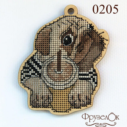 DIY Cross stitch kit on wood "Kuzma" 4.3x3.3 in / 11.0x8.5 cm