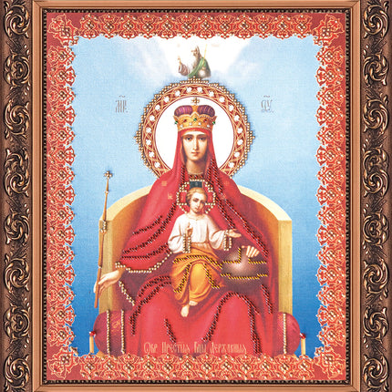 DIY Bead Embroidery Kit "The Reigning Mother of God" 9.8"x11.8" / 25.0x30.0 cm