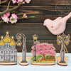 DIY Cross stitch kit on wood "Park" 4.1x4.3 in / 10.5x11.0 cm