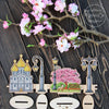 DIY Cross stitch kit on wood "Park" 4.1x4.3 in / 10.5x11.0 cm