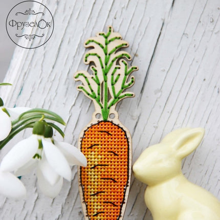 DIY Cross stitch kit on wood "Garland" 5.1x3.5 in, 2.0x1.8 in / 13.0x9.0 cm, 5.0x4.5 cm