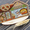 DIY Cross stitch kit on wood "Bakery" 4.9x3.1 in / 12.5x8.0 cm