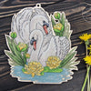 DIY Cross stitch kit on wood "Swans" 7.7x7.3 in / 19.5x18.5 cm