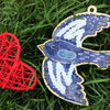 DIY Cross stitch kit on wood "Blue bird" 3.9x4.9 in / 10.0x12.5 cm