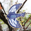 DIY Cross stitch kit on wood "Blue bird" 3.9x4.9 in / 10.0x12.5 cm