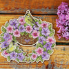 DIY Cross stitch kit on wood "Petunias" 7.9x7.5 in / 20.0x19.0 cm