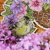 DIY Cross stitch kit on wood "Petunias" 7.9x7.5 in / 20.0x19.0 cm