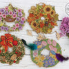 DIY Cross stitch kit on wood "Petunias" 7.9x7.5 in / 20.0x19.0 cm