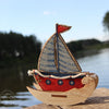 DIY Cross stitch kit on wood "Sailboat" 4.5x3.9 in / 11.5x10.0 cm