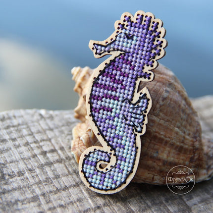 DIY Cross stitch kit on wood "Submarine World" 3.7x3.0 in, 2.9x3.0 in, 1.3x3.1 in, 3.0x2.0 in / 9.5x7.5 cm, 7.3x7.5 cm, 3.3x8.0 cm, 7.7x5.0 cm