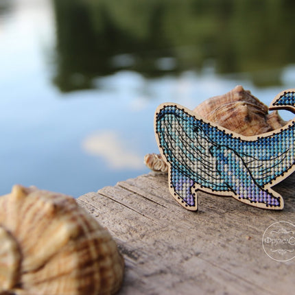 DIY Cross stitch kit on wood "Marine Life" 3.7x2.4 in, 3.3x3.0 in, 2.4x2.4 in, 3.0x1.8 in / 9.5x6.0 cm, 8.5x7.5 cm, 6.0x6.0 cm, 7.5x4.5 cm