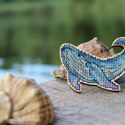 DIY Cross stitch kit on wood "Marine Life" 3.7x2.4 in, 3.3x3.0 in, 2.4x2.4 in, 3.0x1.8 in / 9.5x6.0 cm, 8.5x7.5 cm, 6.0x6.0 cm, 7.5x4.5 cm