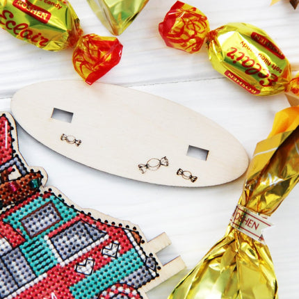 DIY Cross stitch kit on wood "Ice Cream Truck" 3.9x4.3 in / 10.0x11.0 cm