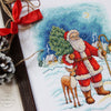 DIY Cross Stitch Kit "Santa Claus with a deer" 10.6x8.5 in / 27.0x21.5 cm