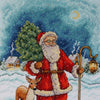 DIY Cross Stitch Kit "Santa Claus with a deer" 10.6x8.5 in / 27.0x21.5 cm