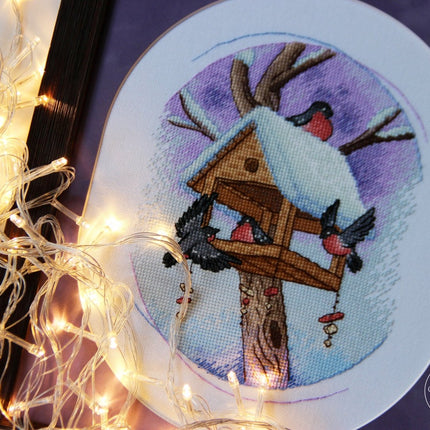 DIY Cross Stitch Kit "Bullfinches" 8.1x6.1 in / 20.5x15.5 cm