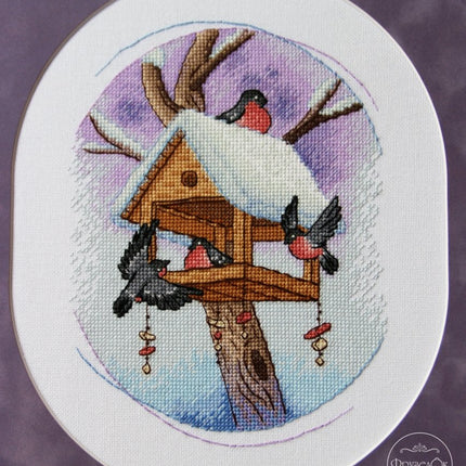 DIY Cross Stitch Kit "Bullfinches" 8.1x6.1 in / 20.5x15.5 cm