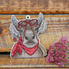 DIY Cross stitch kit on wood "Cow" 3.9x4.5 in / 10.0x11.5 cm