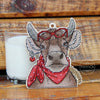 DIY Cross stitch kit on wood "Cow" 3.9x4.5 in / 10.0x11.5 cm