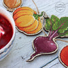 DIY Cross stitch kit on wood "Vegetables" 6.5x3.7 in, 2.0x3.5 in / 16.5x9.5 cm, 5.0x9.0 cm