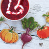 DIY Cross stitch kit on wood "Vegetables" 6.5x3.7 in, 2.0x3.5 in / 16.5x9.5 cm, 5.0x9.0 cm