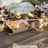 DIY Cross stitch kit on wood "Sleigh" 3.0x1.6 in / 7.5x4.0 cm