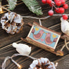 DIY Cross stitch kit on wood "Sleigh" 3.0x1.6 in / 7.5x4.0 cm