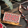 DIY Cross stitch kit on wood "Sleigh" 3.0x1.6 in / 7.5x4.0 cm