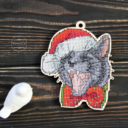 DIY Cross stitch kit on wood "Stepan" 4.1x3.5 in / 10.5x9.0 cm