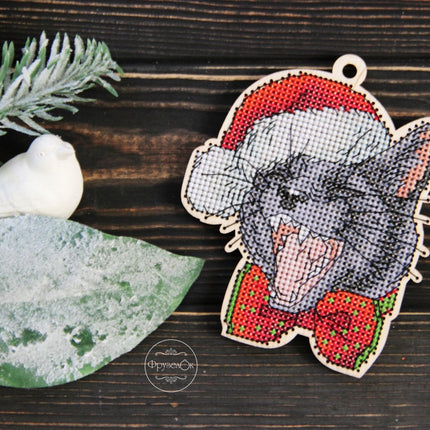 DIY Cross stitch kit on wood "Stepan" 4.1x3.5 in / 10.5x9.0 cm