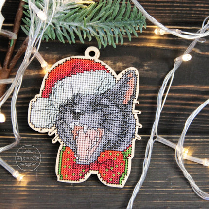 DIY Cross stitch kit on wood "Stepan" 4.1x3.5 in / 10.5x9.0 cm