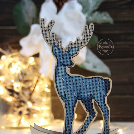DIY Cross stitch kit on wood "Silver Hoof" 5.1x3.7 in / 13.0x9.5 cm